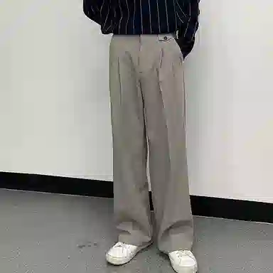 我是大卫 韩版免烫抗皱垂感拖地裤潮流百搭直筒宽松阔腿西裤休闲裤 男款