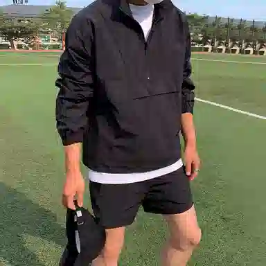 我是大卫 薄款纯色休闲百搭防晒半拉链夹克外套 男女同款