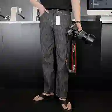 我是大卫 高级感直筒宽松百搭休闲牛仔裤 男女同款 黑色