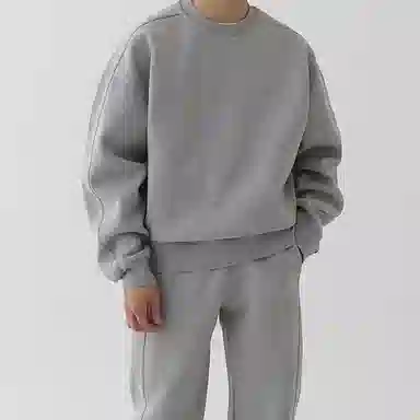 我是大卫 简约纯色基础款宽松圆领卫衣 男女同款