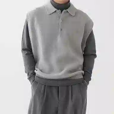 我是大卫 纯色无袖学院风马甲毛衣针织衫 男女同款