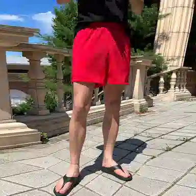 我是大卫 美式速干直筒小众休闲短裤 男女同款 红色