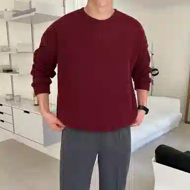 我是大卫 美式时尚高级感宽松圆领慵懒风休闲打底针织衫 男女同款