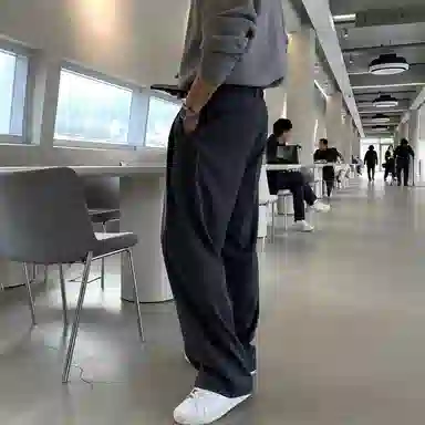 我是大卫 双褶皱垂感韩版高级感百搭直筒休闲裤 男女同款