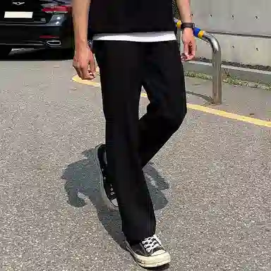 我是大卫 纯色直筒修身小西裤休闲裤 男女同款