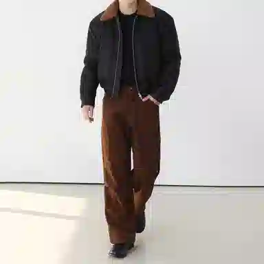 我是大卫 韩版短款复古保暖加厚休闲翻领夹克外套 男女同款 黑色