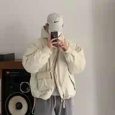 我是大卫 日系连帽面包保暖加厚休闲棉服 男女同款