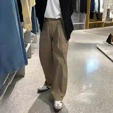 我是大卫 日系高级轻熟风直筒阔腿时尚宽松小众休闲裤 男女同款