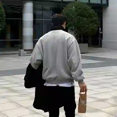 我是大卫 纯色简约圆领宽松休闲卫衣 男女同款