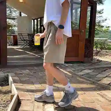 我是大卫 薄款简约舒适百搭纯色休闲短裤 男款 卡其色