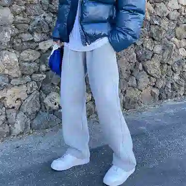 我是大卫 直筒纯色舒适休闲裤 男款 灰色