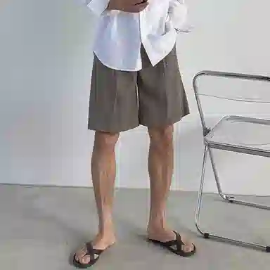 我是大卫 韩版潮流宽松透气五分裤直筒垂感休闲短裤 男女同款 卡其色