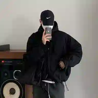 我是大卫 日系连帽面包保暖加厚休闲棉服 男女同款