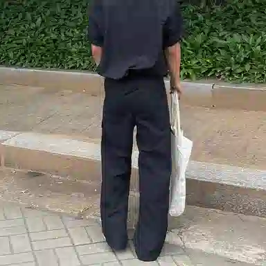 我是大卫 美式工装直筒垂感阔腿宽松休闲裤 男女同款 黑色