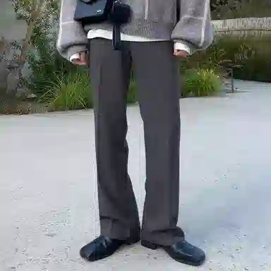 我是大卫 复古纯色宽松直筒基础西裤纯色阔腿裤休闲裤 男款