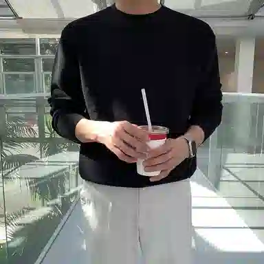 我是大卫 小众日常时尚打底衫潮流宽松圆领内搭针织衫 男女同款