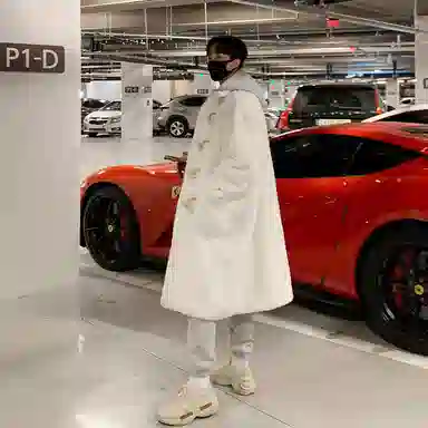 我是大卫 毛呢纯色中长款牛角扣韩版休闲外绒感外套 男女同款