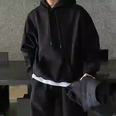 我是大卫 纯色简约宽松休闲连帽套头长袖卫衣 男女同款