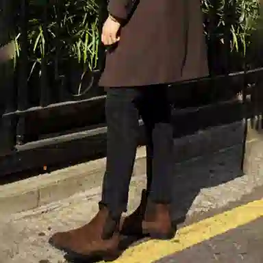 我是大卫 破洞设计高弹修身九分牛仔裤 男女同款 黑色