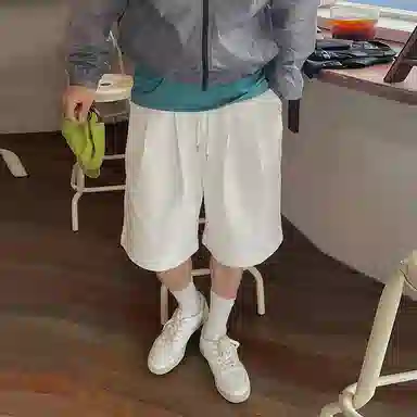 我是大卫 夏季新款复古工装纯色休闲短裤 男款 白色