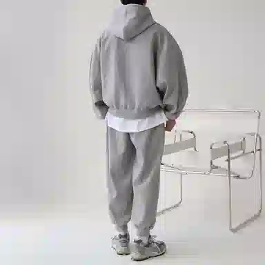 我是大卫 简约基础款连帽系带束脚休闲裤卫衣套装 男女同款