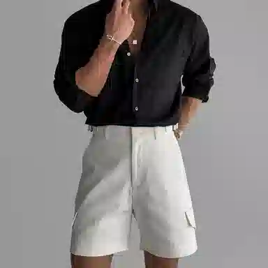 我是大卫 纯色条纹高级感宽松百搭大口袋设计氛围感长袖衬衫 男女同款