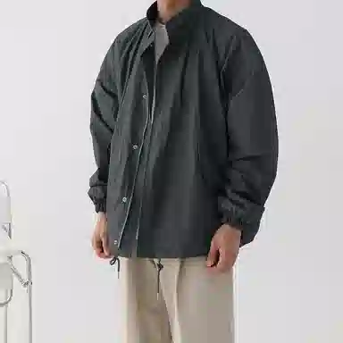 我是大卫 纯色基础工装落肩拉链复古宽松夹克 男女同款