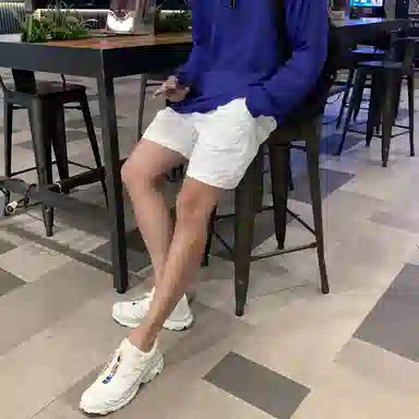 我是大卫 日系简约百搭阔腿五分裤慵懒宽松休闲短裤 男女同款 白色