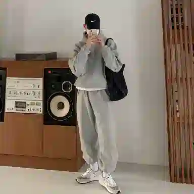 我是大卫 简约基础款连帽加厚卫衣套装 男女同款