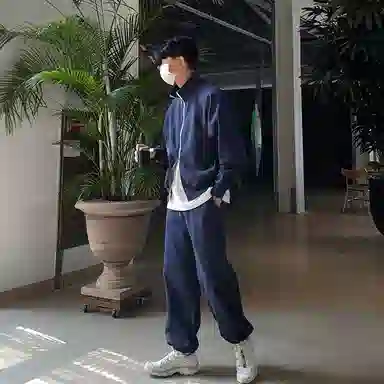 我是大卫 美式重磅双开拉链宽松休闲卫衣套装 男女同款