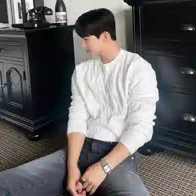 我是大卫 日系文艺风菱格小方格慵懒风落肩宽松针织衫 男女同款