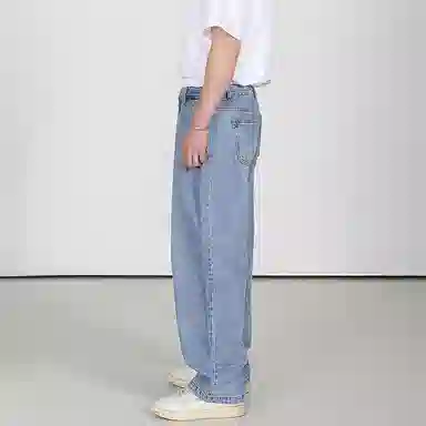 我是大卫 休闲百搭直筒宽松牛仔裤 男女同款 蓝色