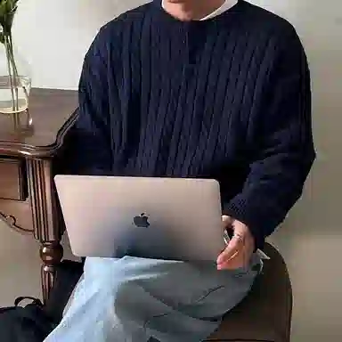 我是大卫 韩系慵懒纯色休闲简约百搭针织衫 男女同款