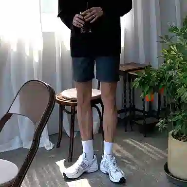 我是大卫 纯色运动直筒宽松五分休闲短裤 男款