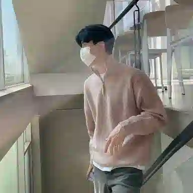 我是大卫 高级感拉链半开襟宽松百搭基础套头针织衫 男女同款