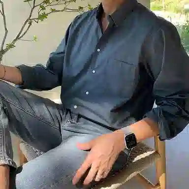 我是大卫 韩版宽松港风复古高级感休闲百搭长袖衬衫 男款 灰蓝色