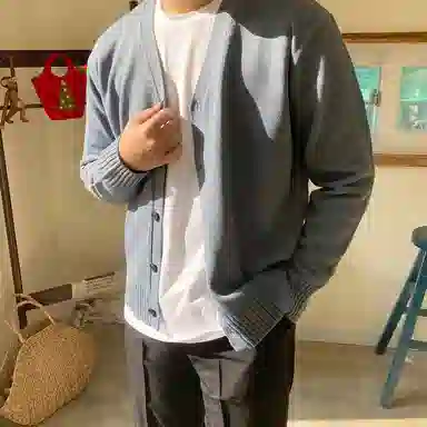 我是大卫 日系百搭纯色开衫港风潮牌学院风宽松外套针织衫 男女同款