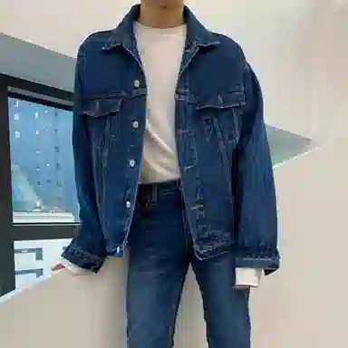 我是大卫 美式复古工装水洗色单排扣口袋设计休闲外套夹克 男女同款