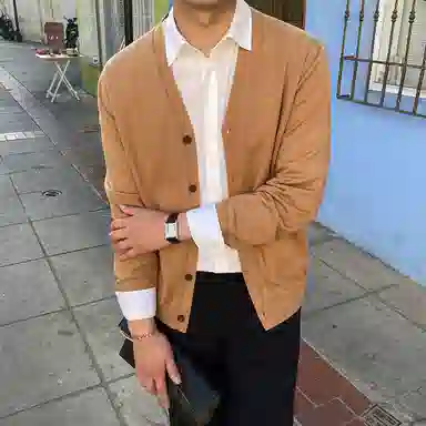 我是大卫 日系百搭纯色开衫港风潮牌学院风宽松外套针织衫 男女同款