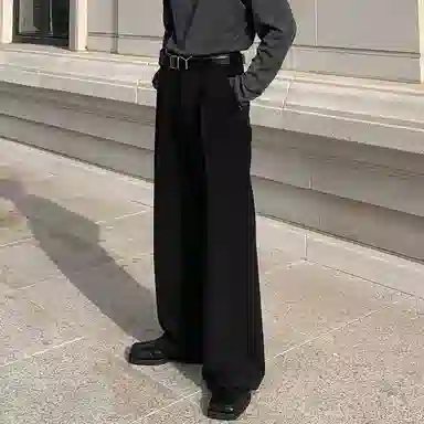 我是大卫 简约基础垂坠感阔腿宽松百搭西裤直筒休闲裤 男女同款