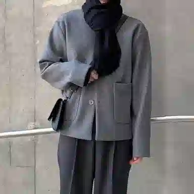 我是大卫 日系毛呢复古文艺风保暖厚款休闲外套夹克 男女同款