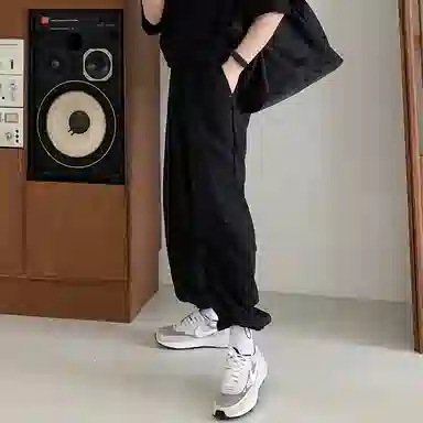 我是大卫 潮流束脚薄款宽松百搭休闲裤 男款 黑色