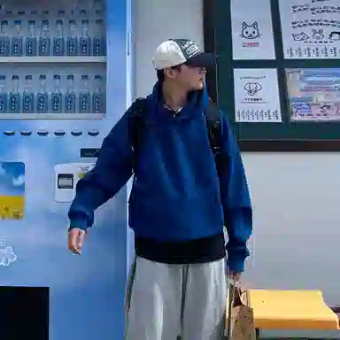 我是大卫 美式百搭纯色复古套头重磅宽松潮牌卫衣 男女同款