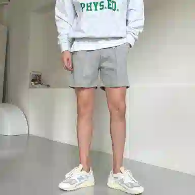 我是大卫 美式宽松运动卫裤薄款纯色百搭简约休闲短裤 男女同款 浅灰色