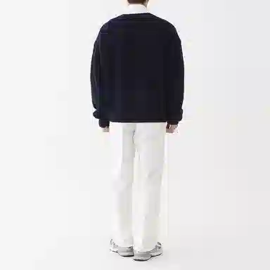 我是大卫 纯色休闲圆领拉链开衫针织衫 男女同款