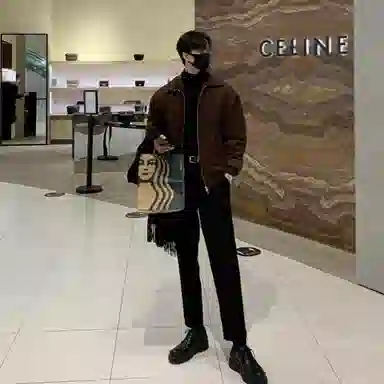 我是大卫 纯色翻领短款港风拉链保暖加厚毛呢大衣 男女同款