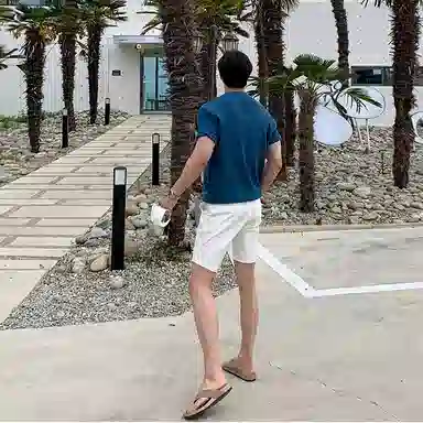 我是大卫 纯色直筒百搭简约四分休闲短裤 男女同款