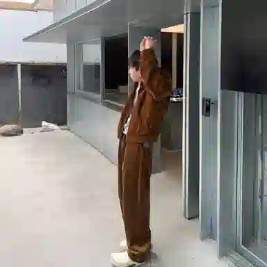 我是大卫 美拉德时尚百搭轻熟风掐褶直筒阔腿休闲裤 通用 咖色