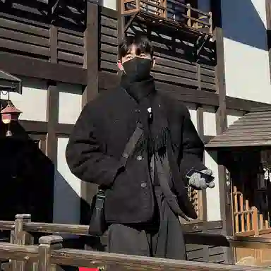 我是大卫 纯色简约羊羔毛保暖加厚休闲夹克外套 男女同款