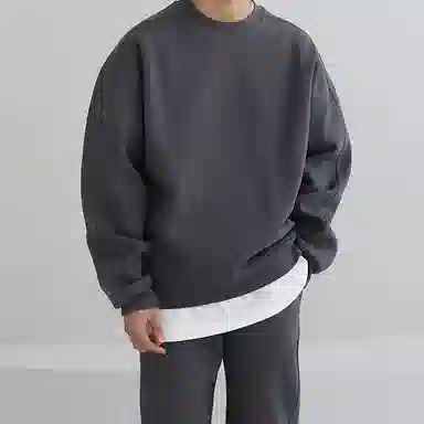 我是大卫 简约纯色基础款宽松圆领卫衣 男女同款